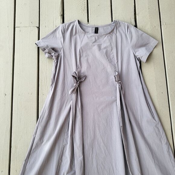 Kedem Sasson Gray Short Sleeve 100% Cotton Tie Front Tent Dress Size 6/8 - Picture 4 of 6